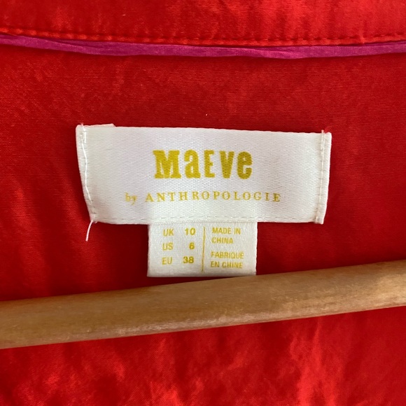 Anthropologie Maeve Vibrant Red Top - Picture 3 of 4